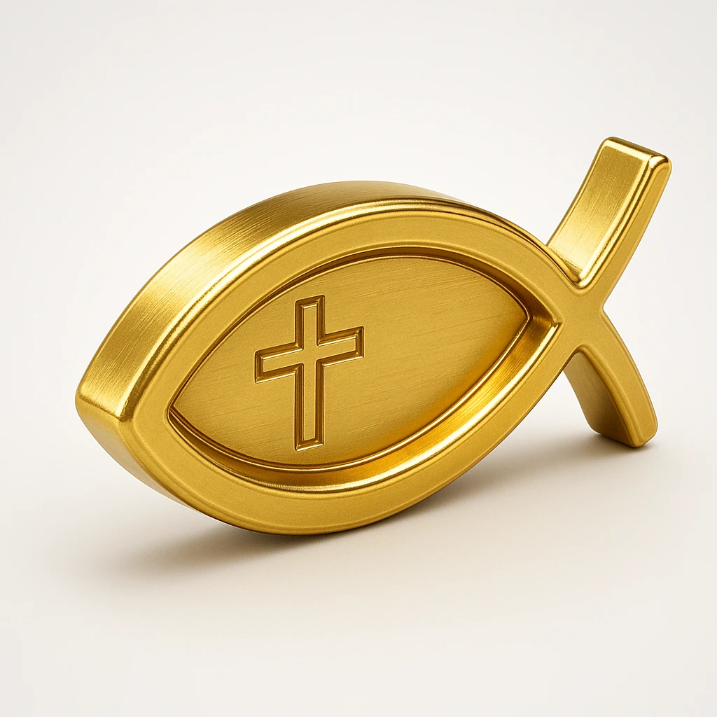 ichthys symbol, 3D metallic look emoji