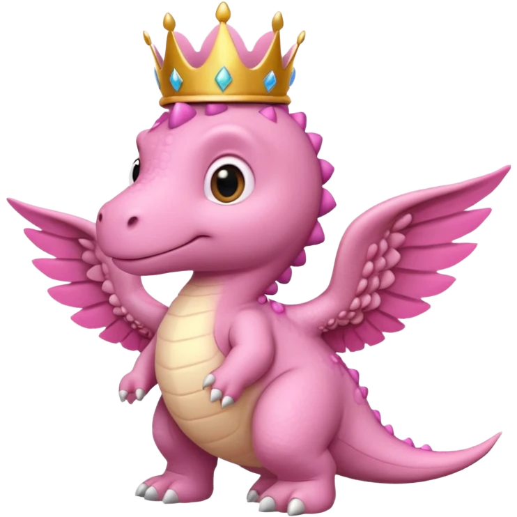 pink baby dinossaur with wings with a crown side view emoji