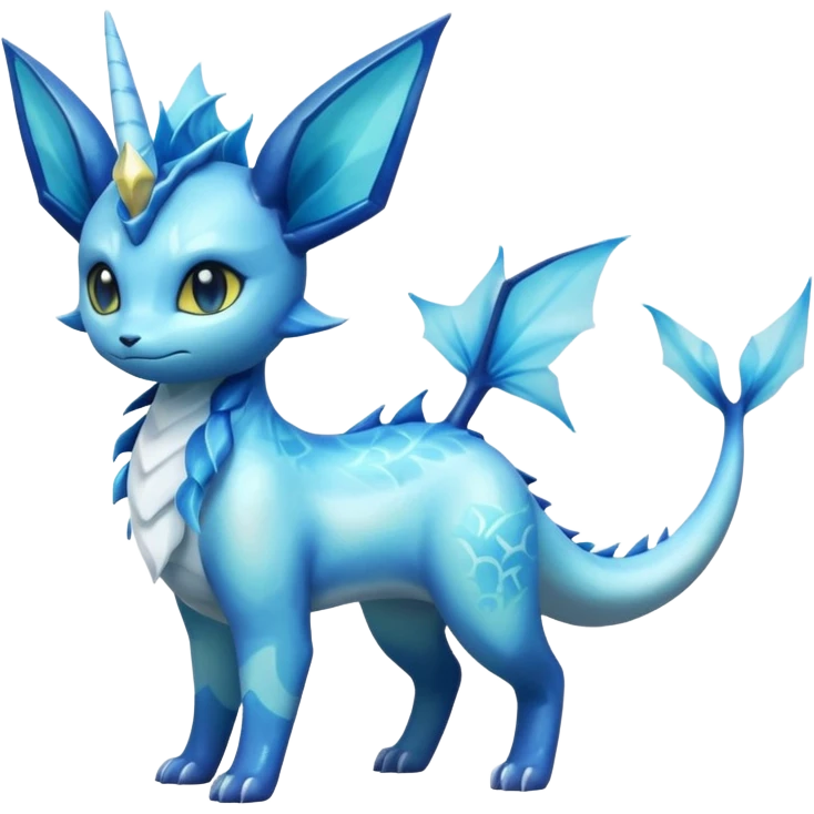 Shiny Nebulae Lumineon-Vaporeon-Amaura-Glaceon-Dragonair-Fakémon-hybrid-creature (full body)  emoji