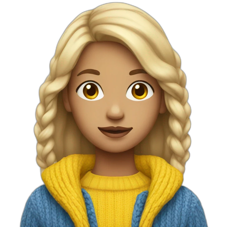 Girl in blue and yellow sweater emoji