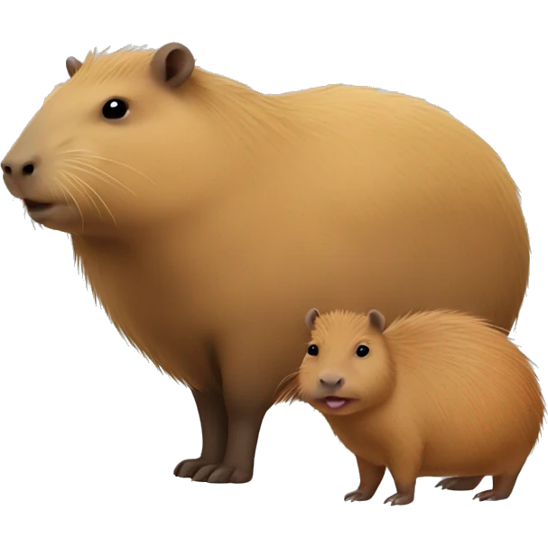 Capybara with a baby capybara next her emoji