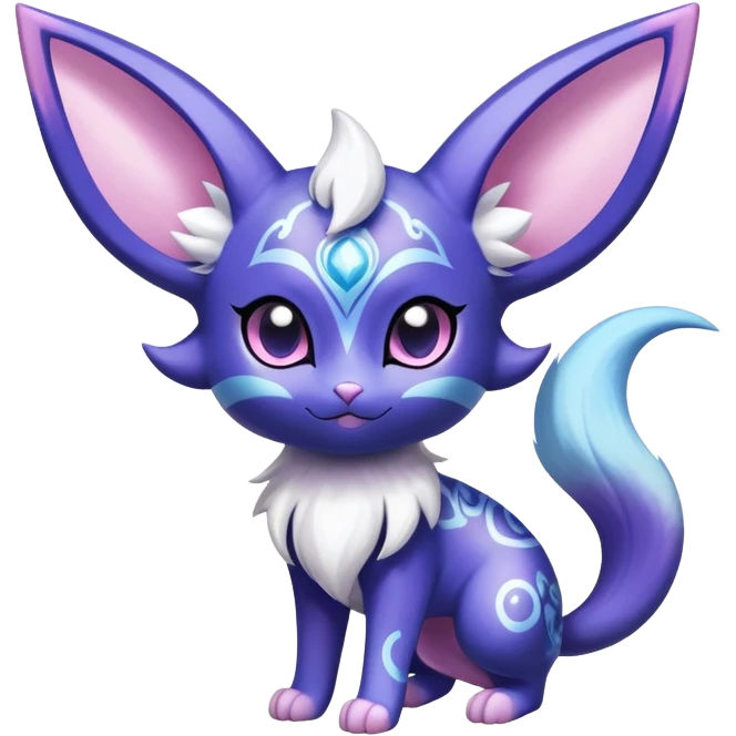 Shiny Exotic Cute Adorable Majestic Espeon-Meowstic-Hybrid-Creature with pattern-markings emoji