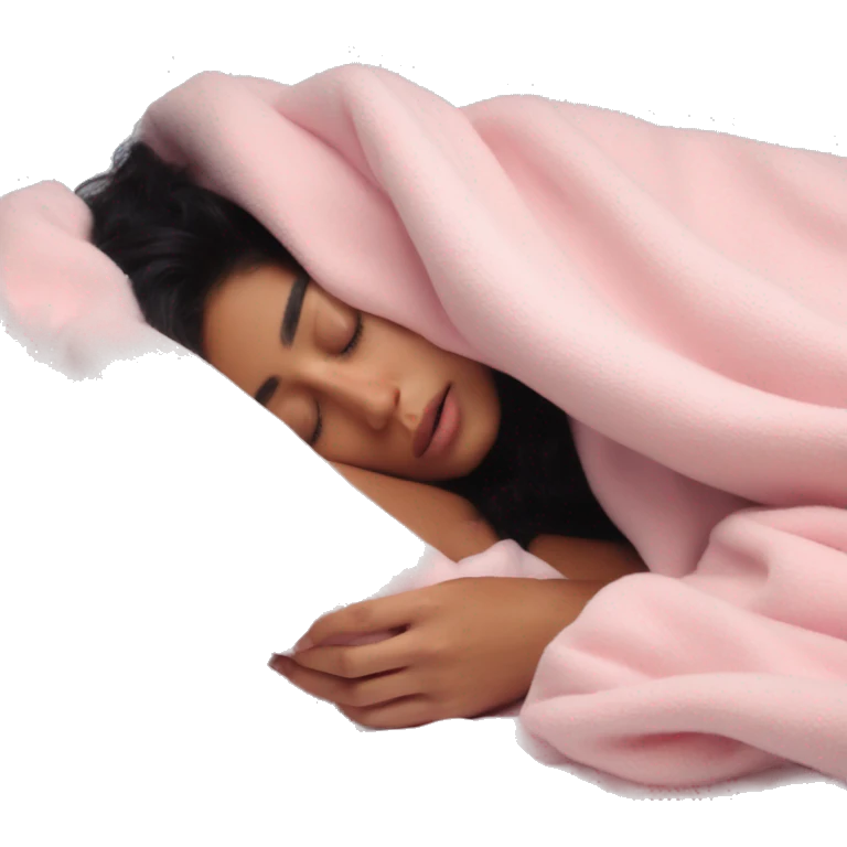 cindy kimberly sleeping in a light pink blanket emoji