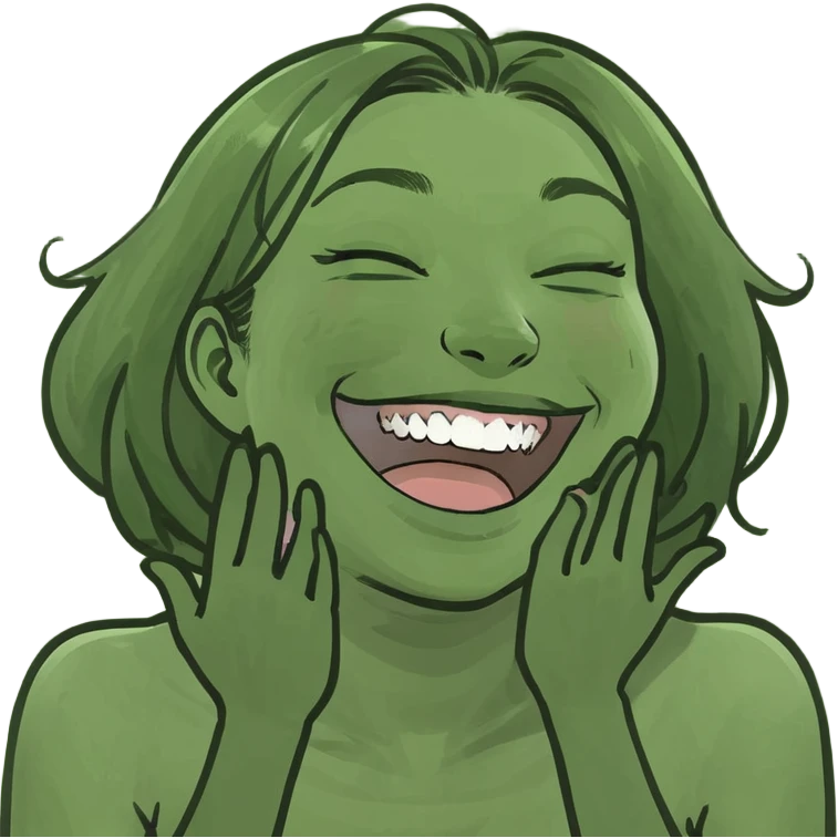 girl with hands around neck laughing  emoji
