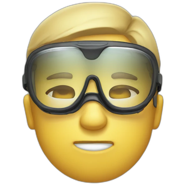 guy with goggles tired after long day emoji