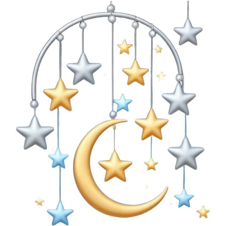 Hanging mobile with stars and moon emoji