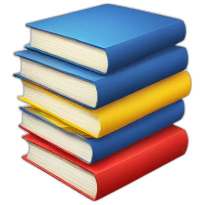 Evil red yellow and blue books with sharp teeth emoji