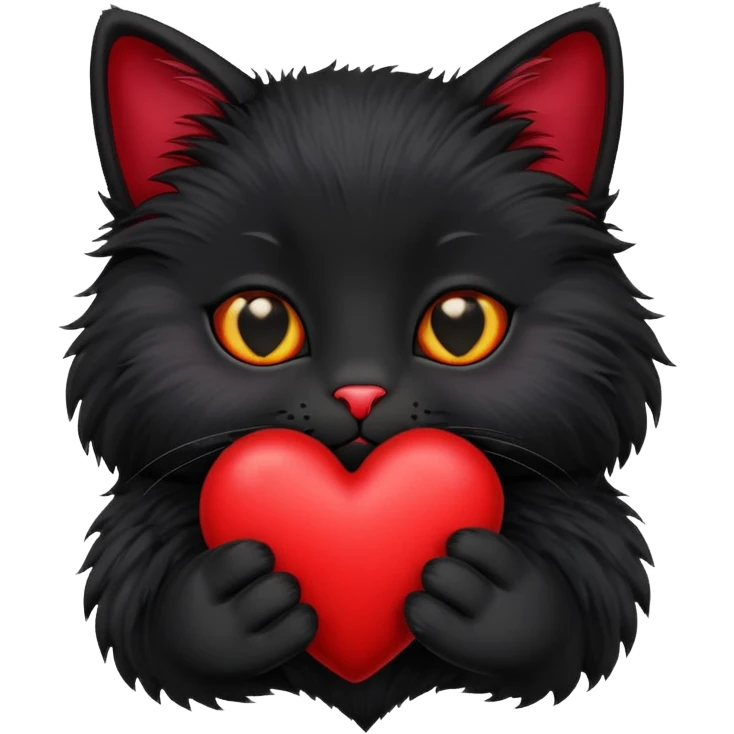 black cat holding a heart emoji
