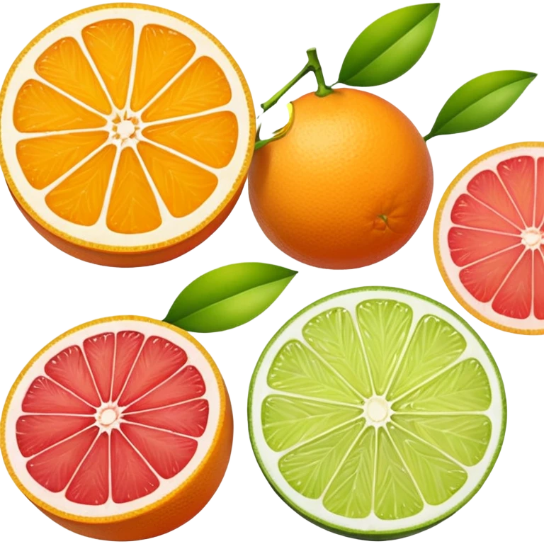 Emoji of slices of oranges, lemon, lemongrass, lime, grapefruit emoji