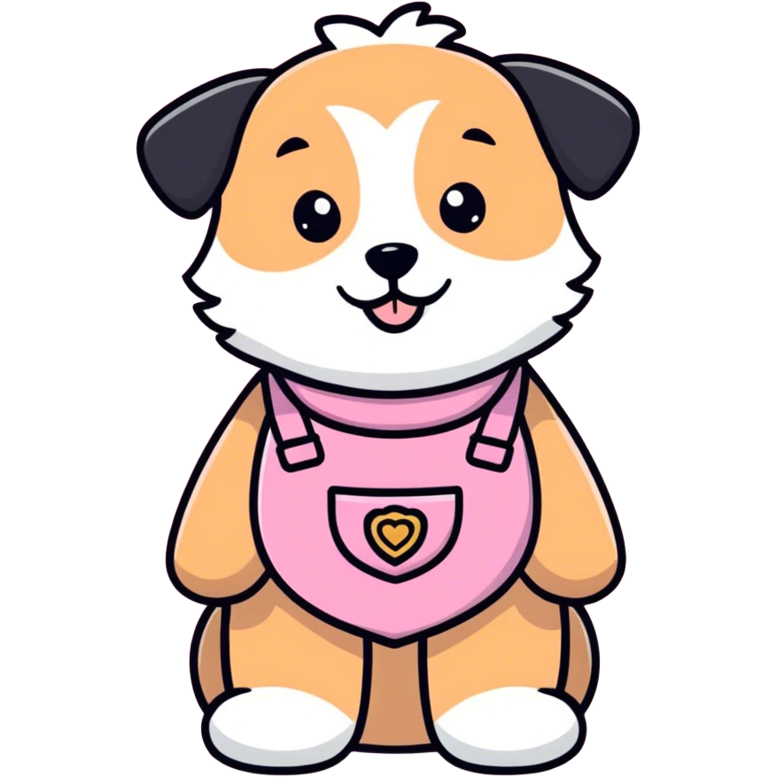 The cute Teddy dog is wearing a pink bib. emoji