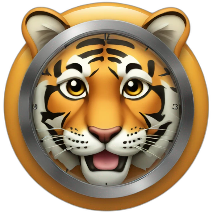 Tiger holding a clock emoji