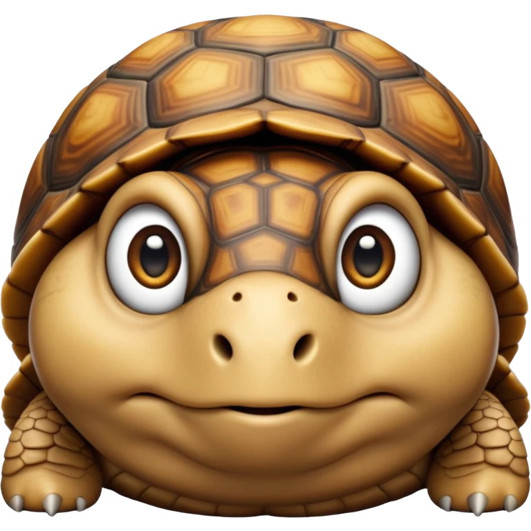 cinematic-tortoise-realistic--emoji,-sturdy-domed-shell-in-rich-earthy-tones,,-wrinkled-wise-face-peering-ahead-with-calm-determination,-cute large-eyes-reflecting-centuries of wisdom, zoomed into its face emoji