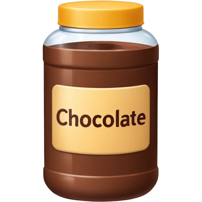 chocolate protein powder jar labeled chocolate picture icon emoji