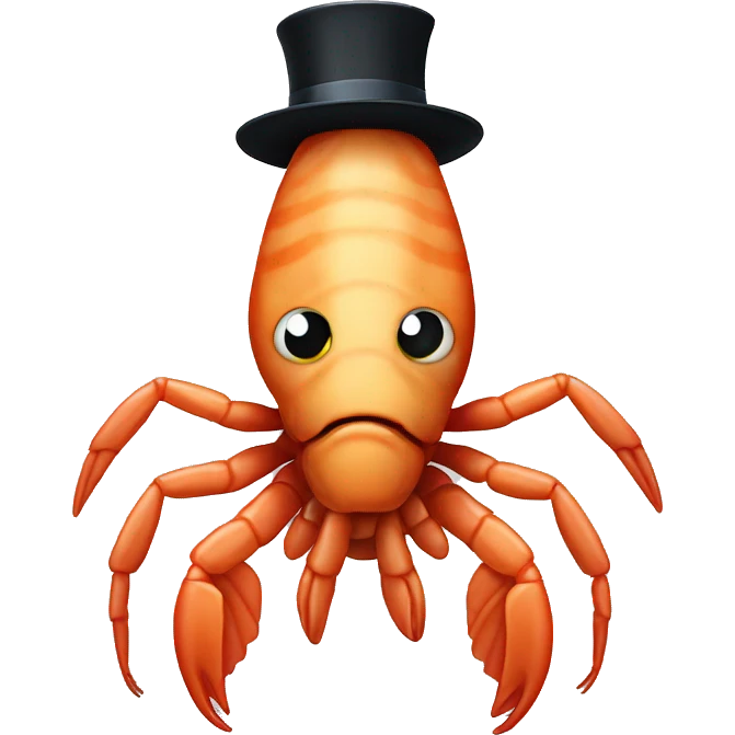 Shrimp wearing a top hat emoji