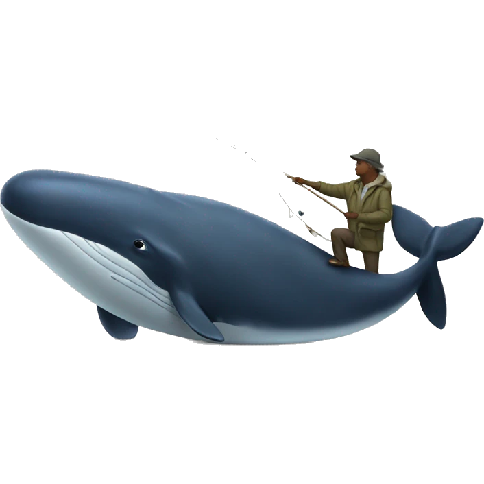 fisherman touching giant whale emoji