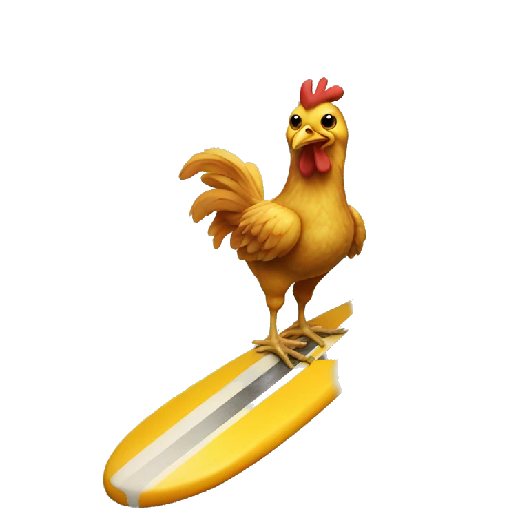 Chicken riding a surf board  emoji