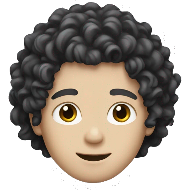 white boy with curly black long hair emoji