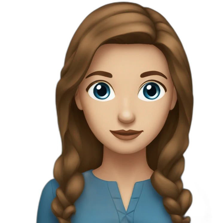 Blue eyes brown hair woman elegant emoji