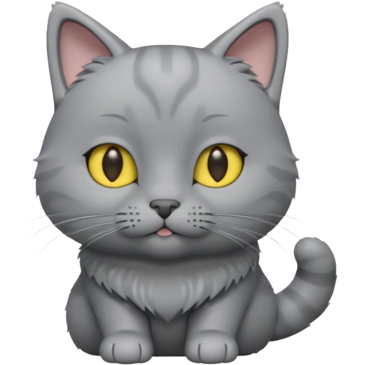 A 3D cartoon Chartreux cat in silvery-gray color, thick coat, friendly eyes, balanced lighting, Memoji-style realism. full body or half body. emoji