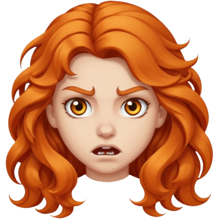 aggressive girl with long wavy hair emoji
