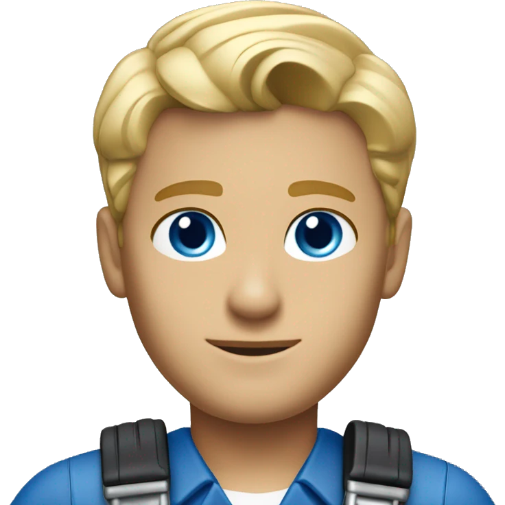 janitor with blonde hair blue eyes uniform designed by hugo boss emoji