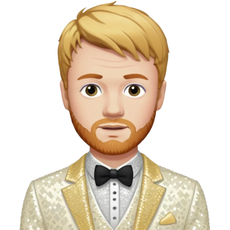 Finneas O'Connell with ivory sequin outfit emoji