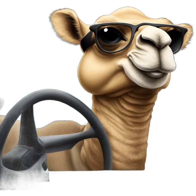 Camel Joe driving a battery truck emoji