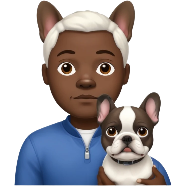hombre médico de color de tez negro con bulldog francés blancos emoji