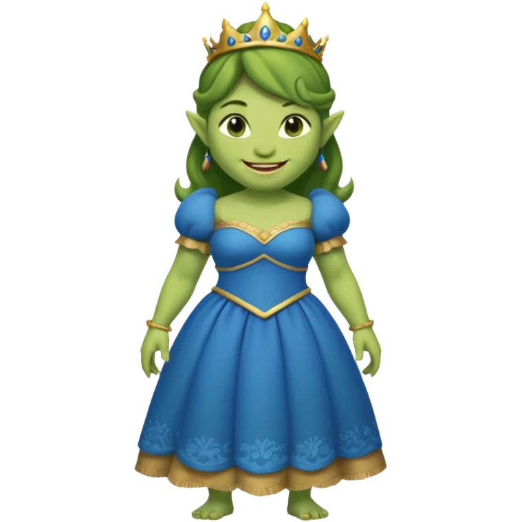 Princess Fiona ogre form, wearing a blue dress, smiling emoji