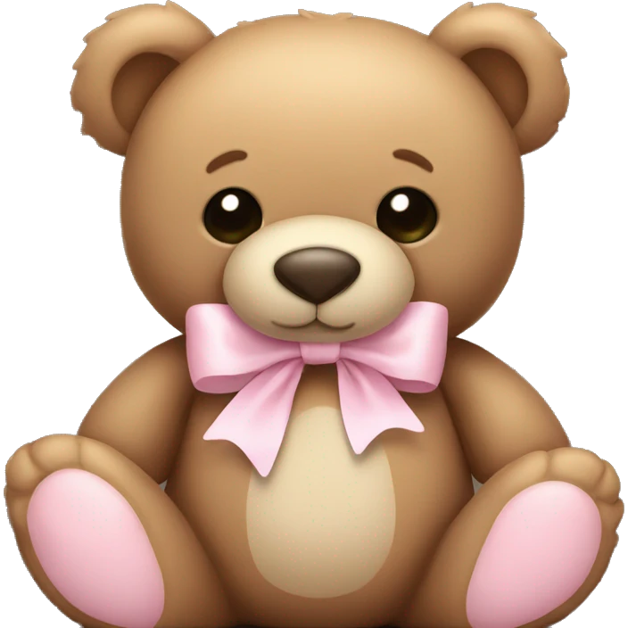 Teddy bear with light pink bow  emoji