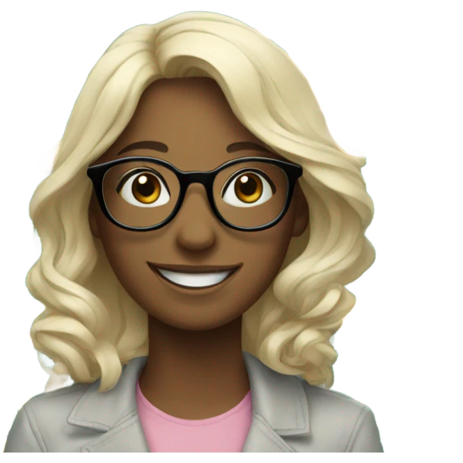 smiling girl among flowers with glasses  emoji