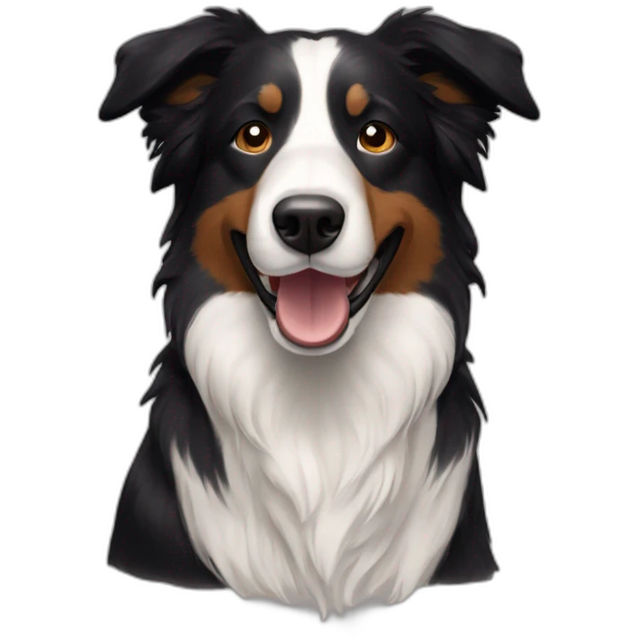 Black colour hair Border collie with Brown eyes and a stout on the nose emoji