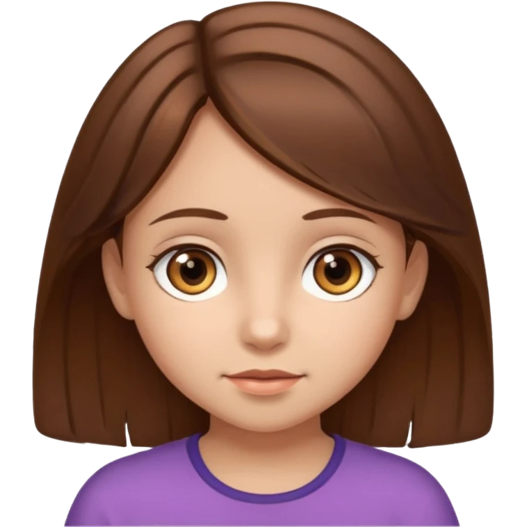 Niña pelo castaño, ojos marrones, 5 años, emoji