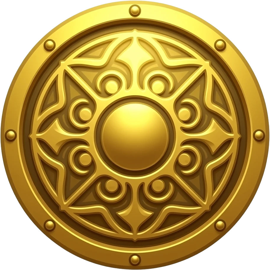 round gold shield glowing emoji