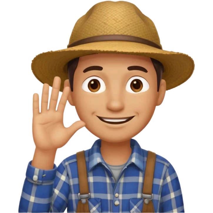 combination of these 👨‍🌾😄 with 🤔 gesture; a and under his face and thinking emoji