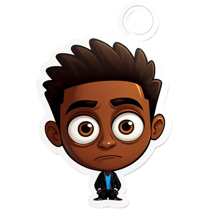 Black guy with twist with big eyes emoji