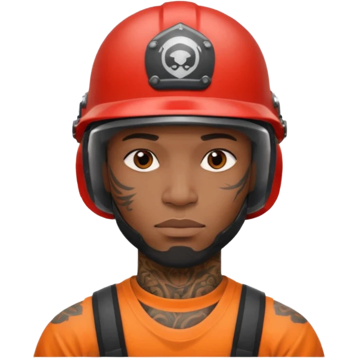 tattooed black man in helmets emoji