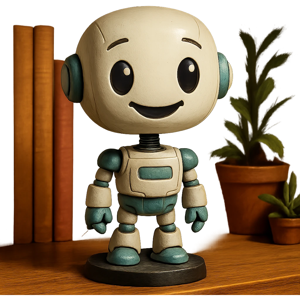 friendly bobblehead style robot emoji