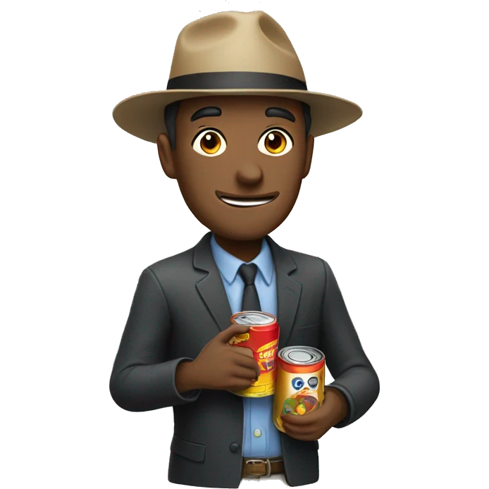 man in hat holding a can emoji