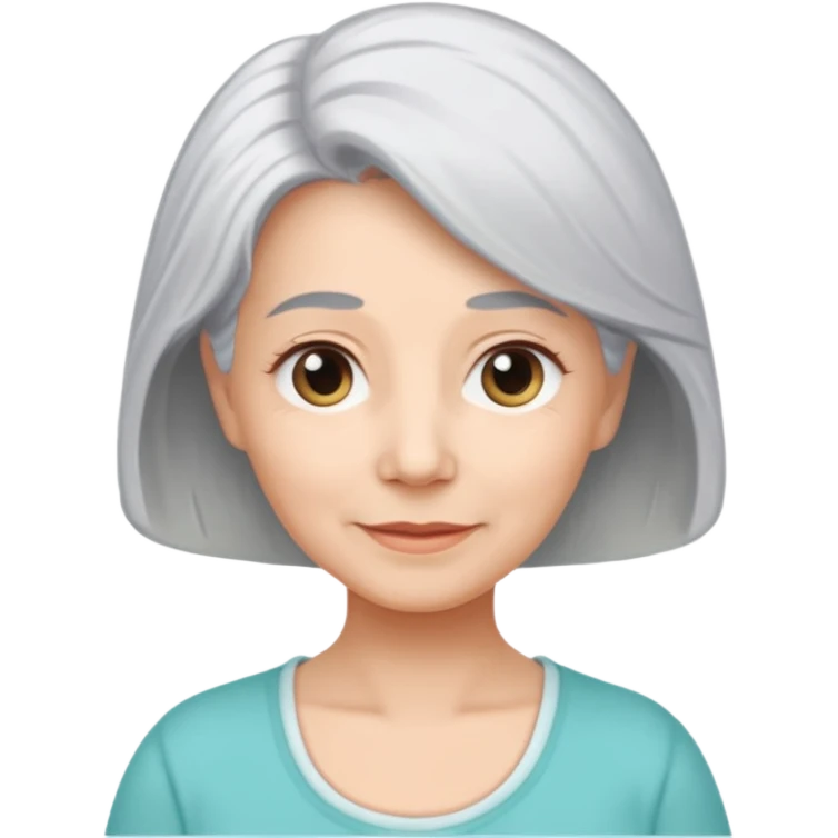 a Woman, mid 50 with light grey hair, wearing a pampers for adults emoji
