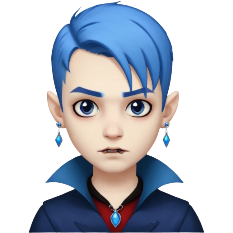 boy wampire with blue hair and face tattooed and extra big earing emoji
