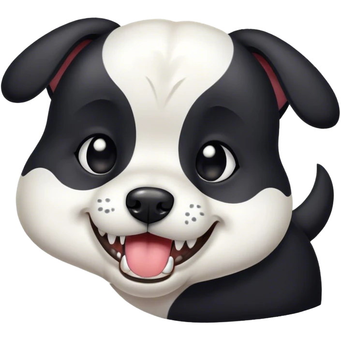 Black and white dog with broken tooth emoji