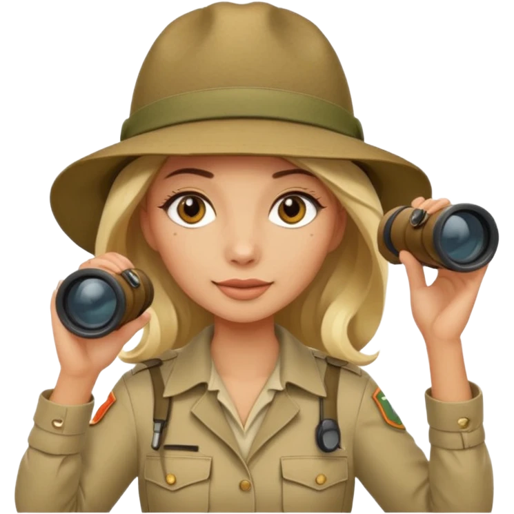 Woman + binoculars,Jungle Explorers. emoji