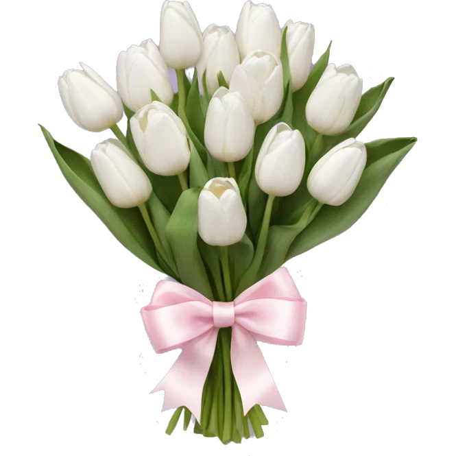 White tulips bouquet with light pink bow  emoji