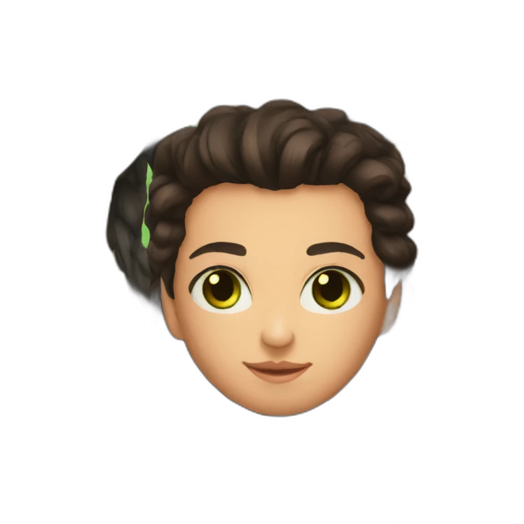 Dark hair and brown eyes girl with dark hair andgreen eyes boy who looks like a model emoji
