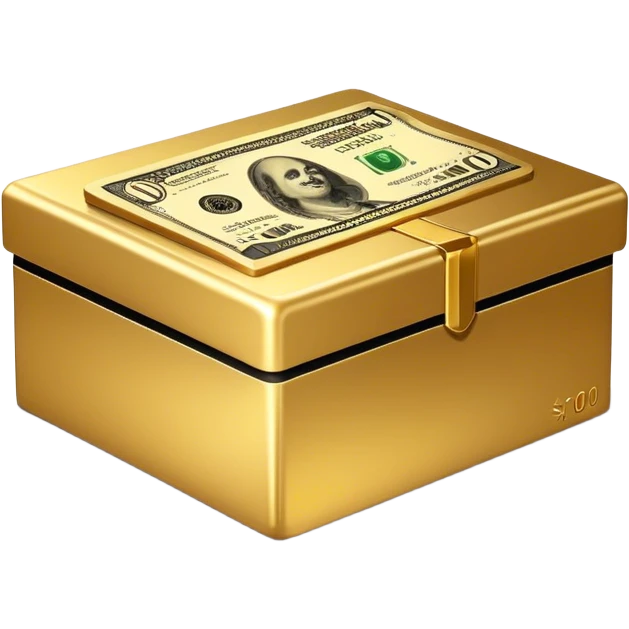 a box with a $100 bill printed on it emoji