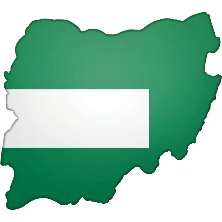 "Nigeria outline filled with the Nigerian flag colors, green-white-green, simple and bold, vector-style, clean and vibrant." emoji