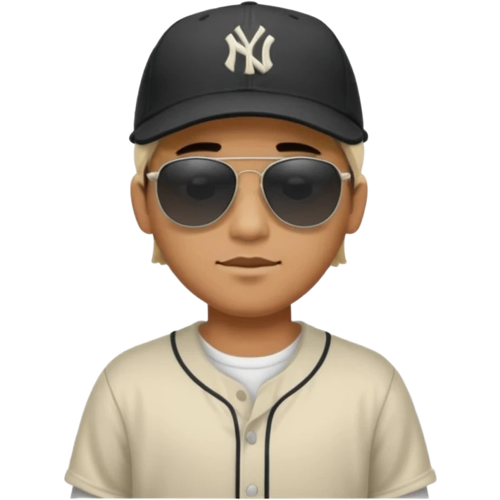 Un hombre con gorra y ropa holgada y con lentes negros  emoji