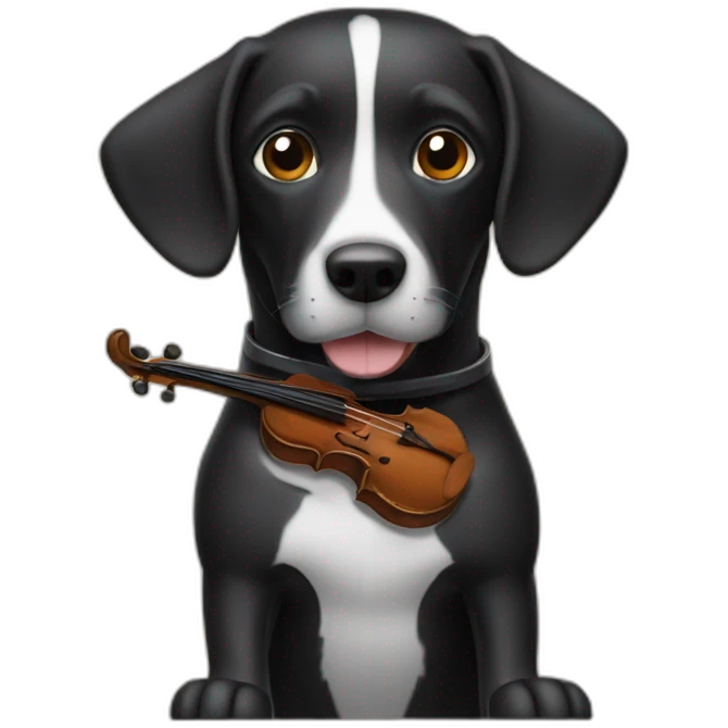 Perro salchicha negro con un violín  emoji