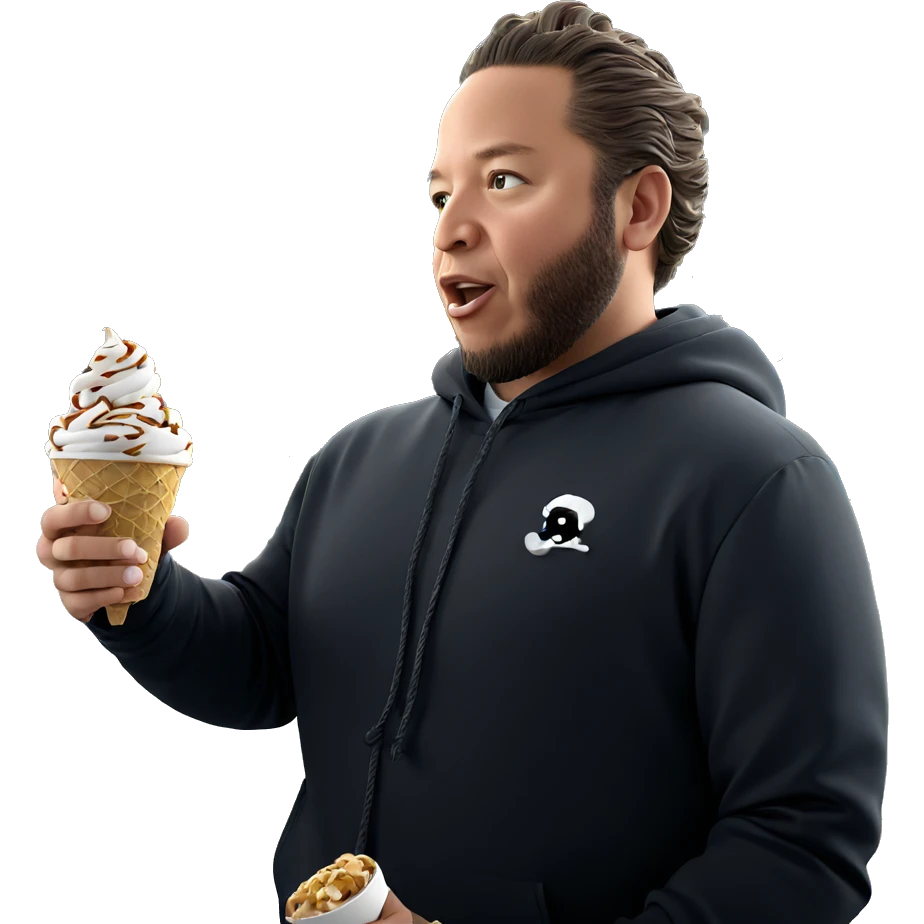 bearded boy enjoying ice cream emoji